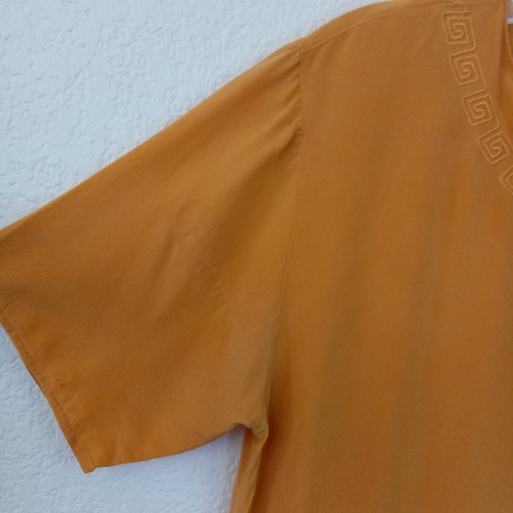 Stunt Collection Mustard 100% Silk Embroidered Top - Picture 4 of 13